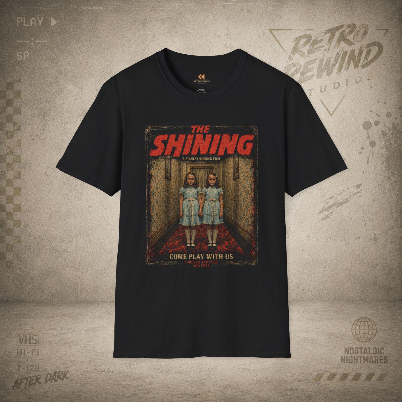 The Shining Twins T-Shirt | Horror Movie Poster Tee | RetroRewind Studios After Dark XL
