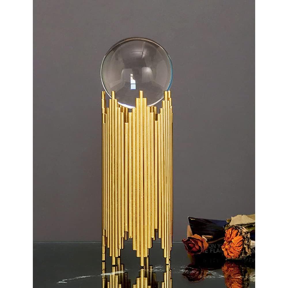 Clear Crystal Ball With Gold Art Decor Stand Light Luxury Sphere For Photography Ornaments Bookcase Wedding And Party