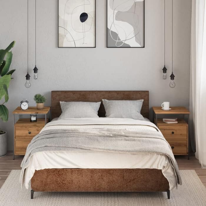 VidaXL Bedside Tables 2 Pcs Artisan Oak Engineered Wood, Bedside Furniture, Side Table, Bed Cabinet, Cabinet 857257