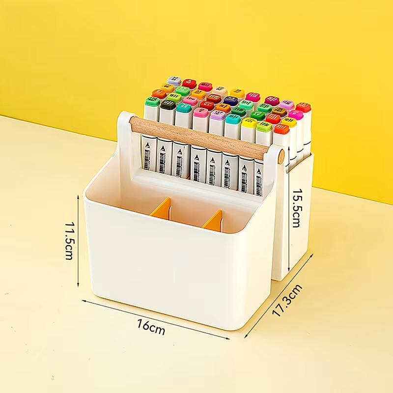 Desktop Stationery Storage Holder School Office Portable Pen Holder Hand Held Storage Box Large Capacity Sundries Storage Basket