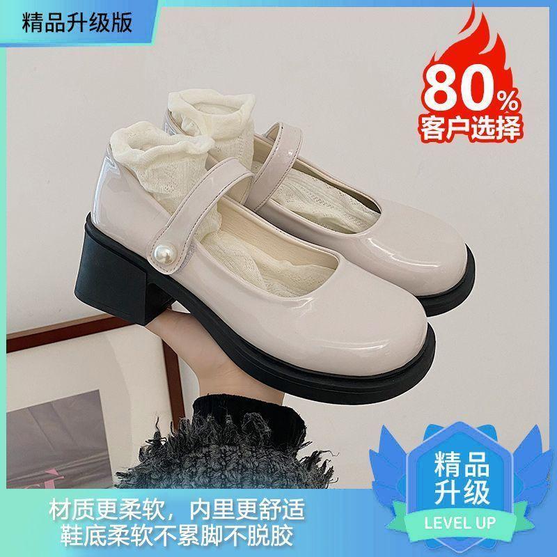 2025 spring and autumn new French retro Mary Jane single shoes round head high thick heel small leather shoes women's trend