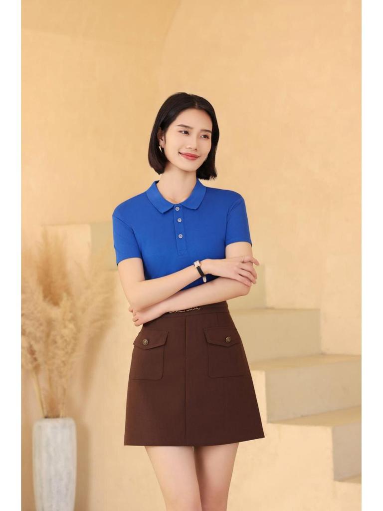 Kurzarm Umlegekragen Kundenspezifisches Poloshirt - Unifarbe, Werbe-T-Shirt, Arbeitskleidung Uniform, Doppelring-Schnalle.