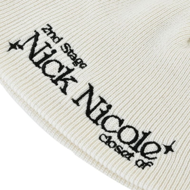 NICK&NICOLE BLINK LOGO LETTERING BEANIE_CREAM