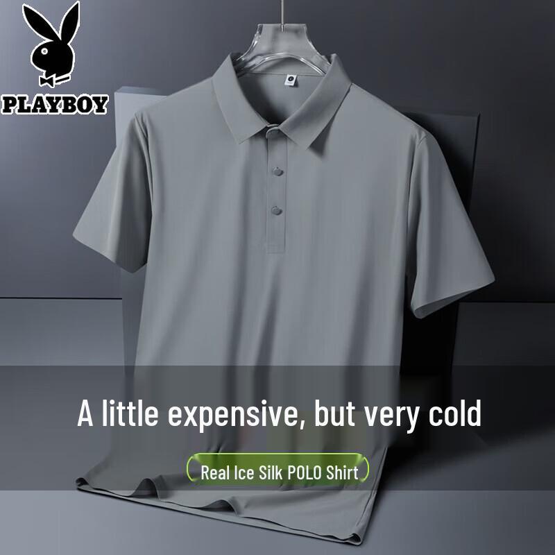 Playboy Men s Ice Silk Short Sleeve Polo T-Shirt 4XL фото