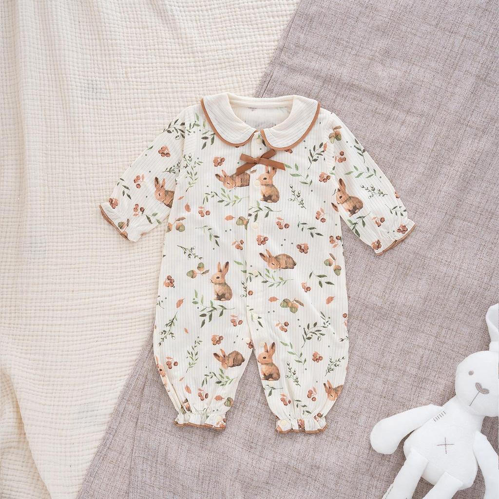 Ultra-Thin Modal Baby Girl Jumpsuit: Air-Conditioned Summer Romper with Doll Collar