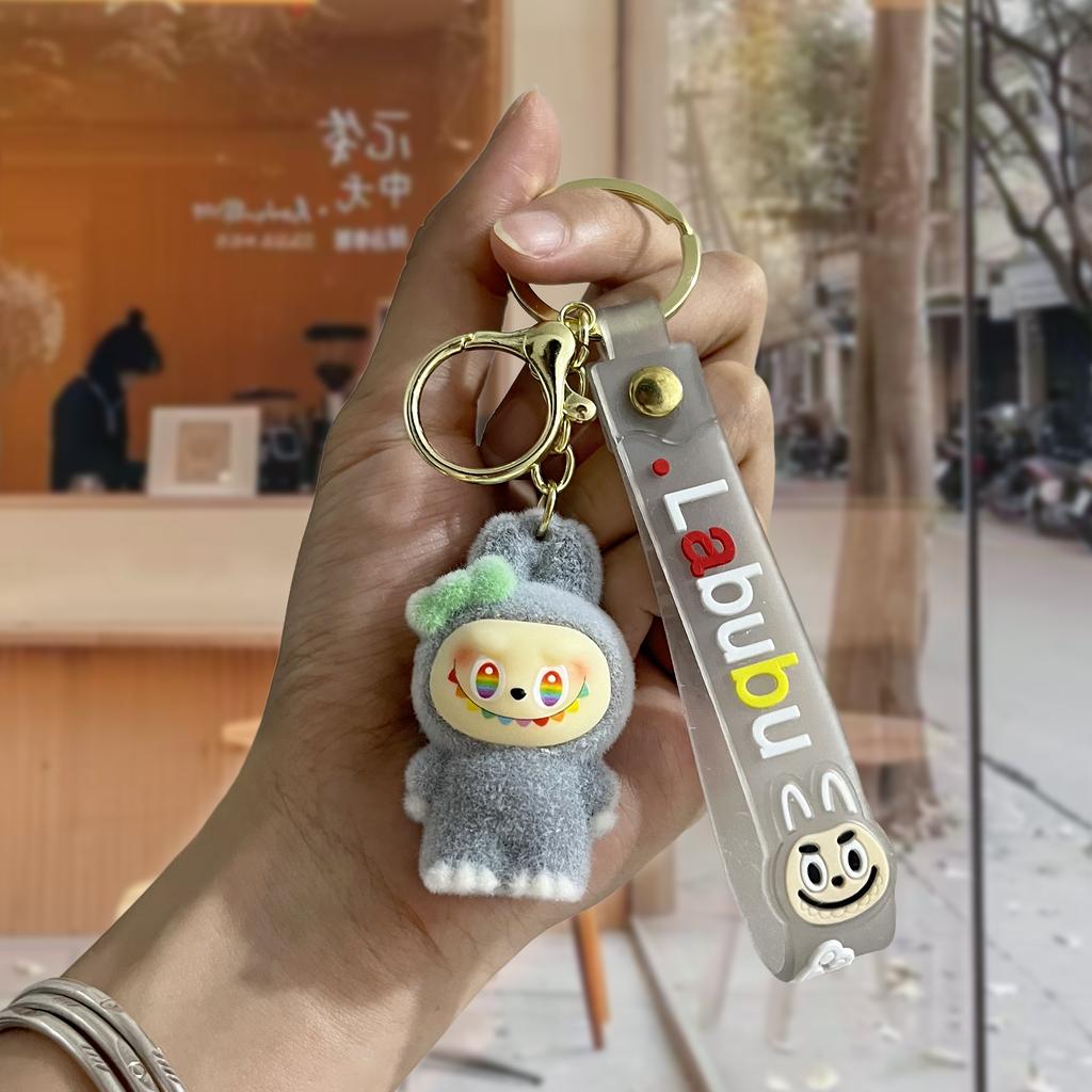 Tide Play Flocking Bow Rabub Doll Keychain Pendant Series Bag Pendant Keychain Pendant