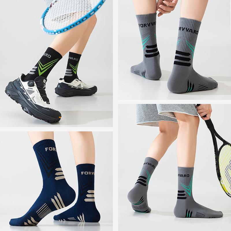 Men's Mid-Calf Cotton Socks: Spring/Autumn Style, Sweat-Absorbing, Odor-Resistant for Teenagers, Casual Sports, Running, Basketball.