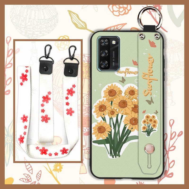 Anti-dust Soft case Phone Case For Blackview A100 Flower Back Cover Lanyard Protective Ring Oil Painting Waterproof