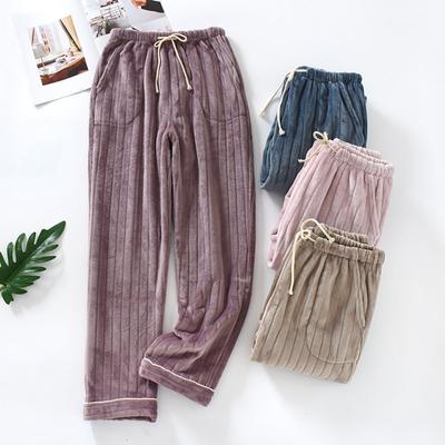 Women's Thermal Fleece Pockets Pajama  Warm Casual Trousers Home Pajama Pants