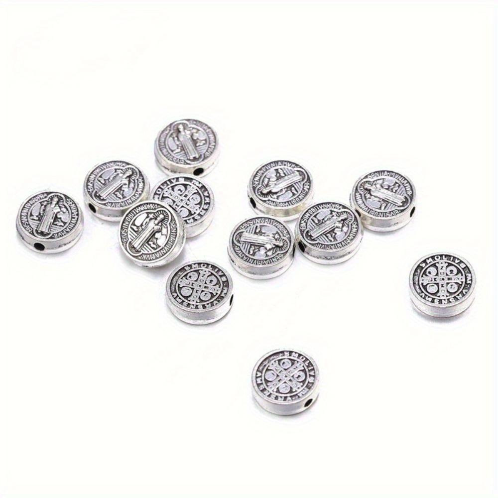

50 шт. 9,5 мм христианские бусины-разделители с крестом Иисуса для браслета, ожерелья, изготовления ювелирных изделий, металлические, ручной работы, фурнитура, аксессуары silvery