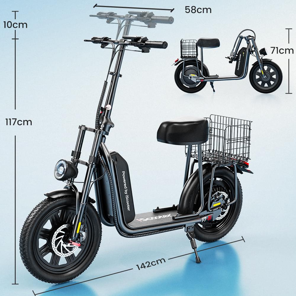 iScooter F7 1000W Electric Scooter With 16-inch Pneumatic Snow Tires, 48V/10.4Ah Battery, 45km/h Top Speed, And 64km Range