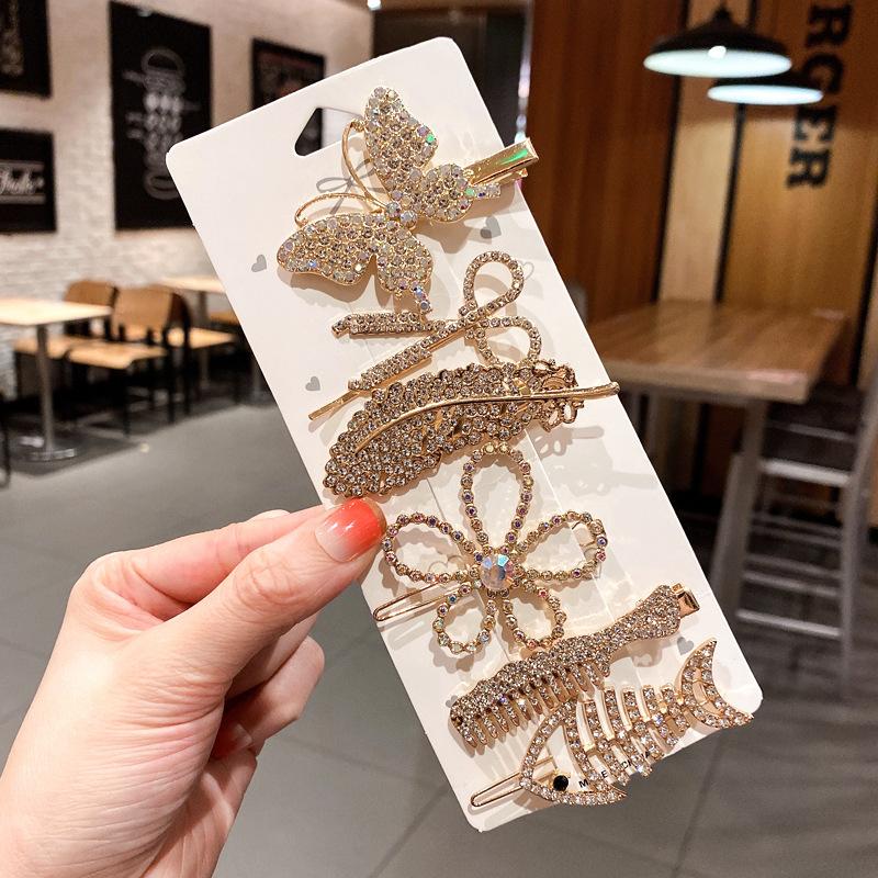 5-6pcs Pearls Elegant Vintage Hair Clips Women Fashion Geometric Flower Barrettes Headwear Girl Sweet Hairpins Hair Accessories