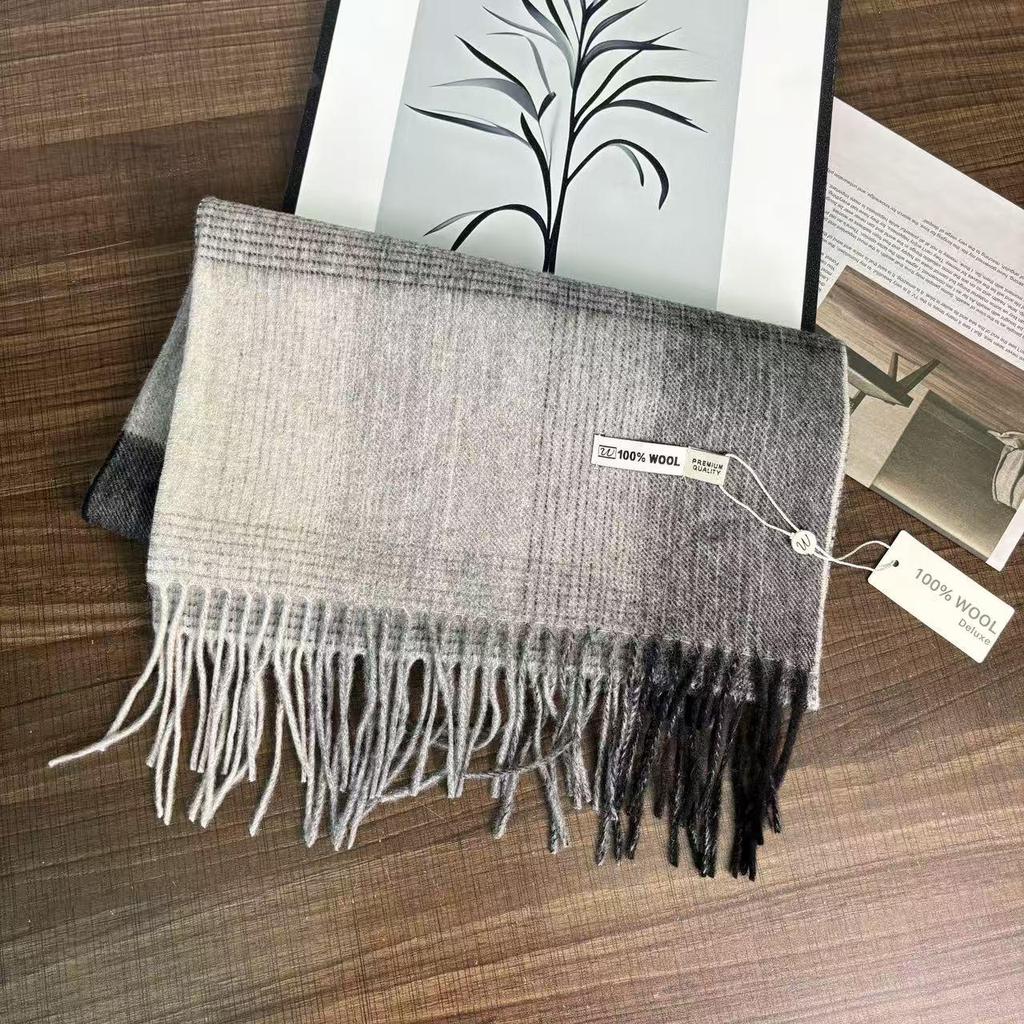 Women's 100% Pure Wool Winter Scarf - Plaid, Lightweight, Warm, Versatile Shawl & Birthday Gift