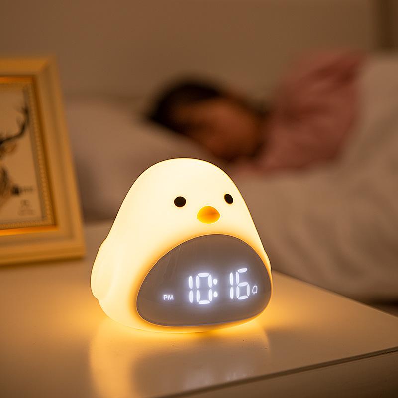 C2 Time Bird Noční světlo Budík Kreslený Roztomilý Silikonový Dotykový USB Noční Lampa LED Noční Lampa Pro Děti Miminko Děti Dárek