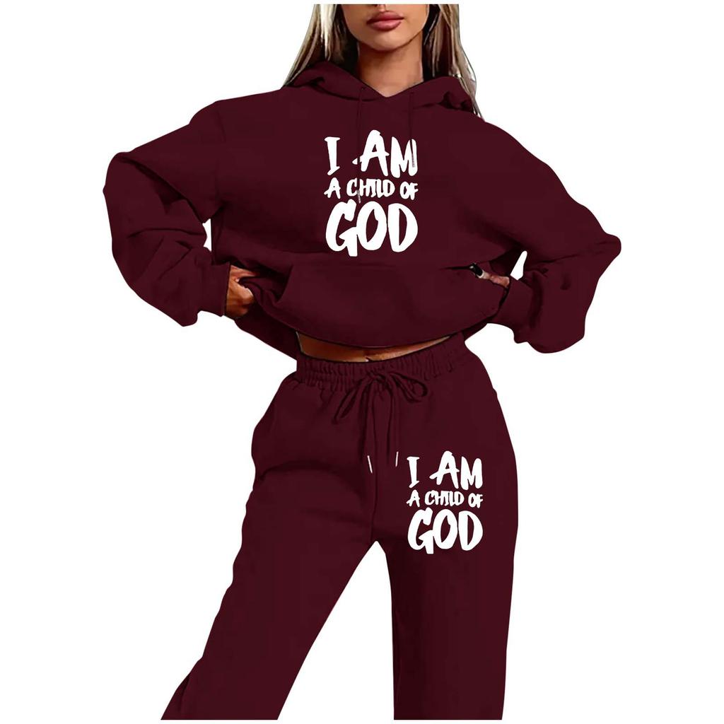 Trend Plus Size Fleece Sweater Sweatpants Set New Hooded Drawstring Printed Alphabet Sweater