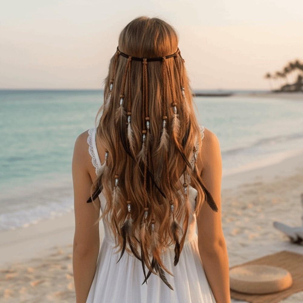 Vibrant Orange Plumage Tribal Hair Extension Feather Hair Accessories Travel Photography Prop