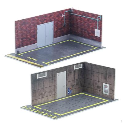 2x 1/24 Automodell Diorama Parkplatz Szenerie Szenen Graue Wand