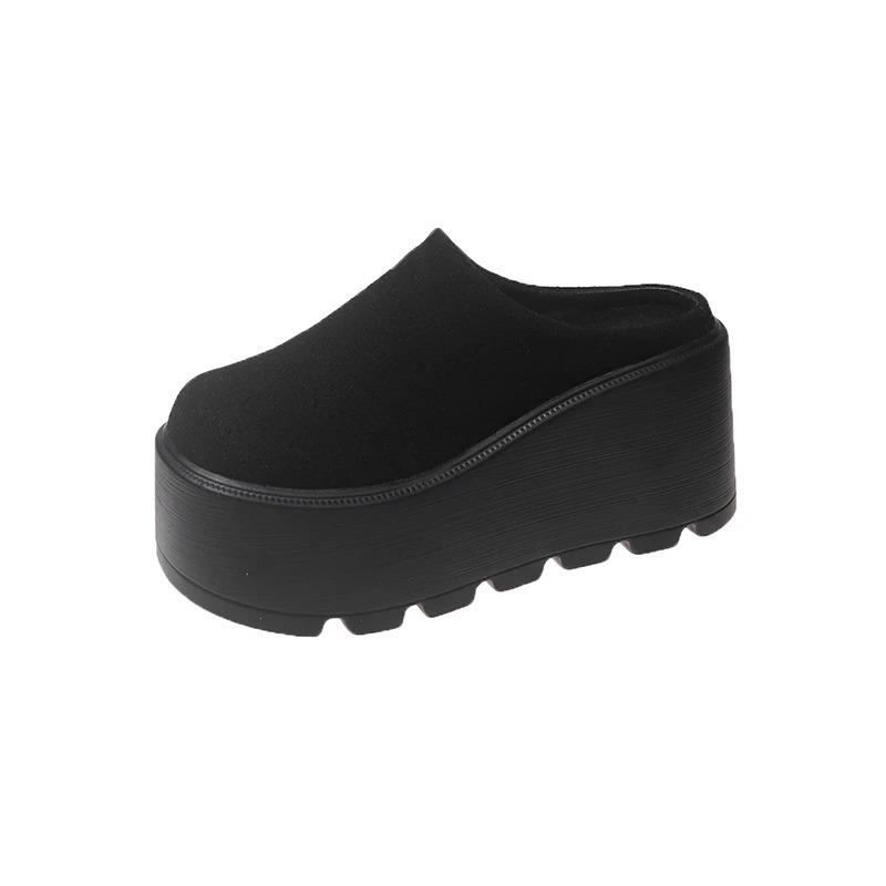 Dámské pantofle na vysoké platformě 7CM Klínky Bling Boty Žena Venkovní Kožené Ležérní Robustní Tenisky Letní Prodyšné Síťované Pantofle