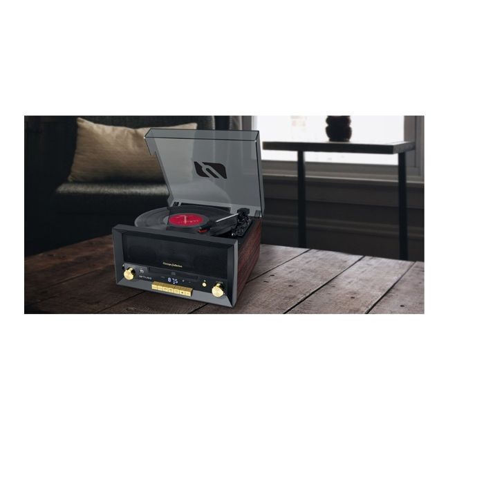 Système Chaîne Hifi CD 20W Vintage Avec Platine Vinyle - CD/FM/USB/AUX - 33/45/78 Tours MT-112W-MATCH