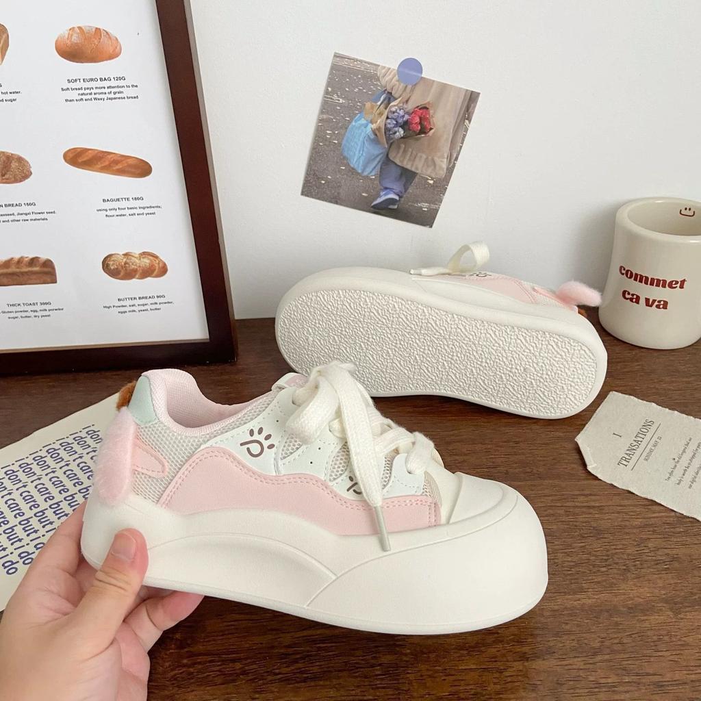 Thick-soled pink 22 autumn new chic niche board shoes sports bread shoes