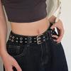 PU Leather Punk Waist Belt with Star Rivets And Double Buckles Holes For Daily Wear and Theme Occasion Dressingup Props