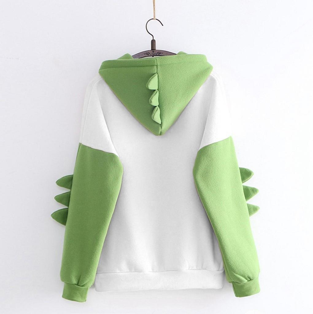 Fashion Women Casual Hoodie Print Long Sleeve Kawaii Dinosaur Sweatshirt Tops