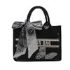Commuter Large-Capacity Letter Shoulder Bag Casual Foreign Versatile Silk Scarf Bow Portable Tote Bag