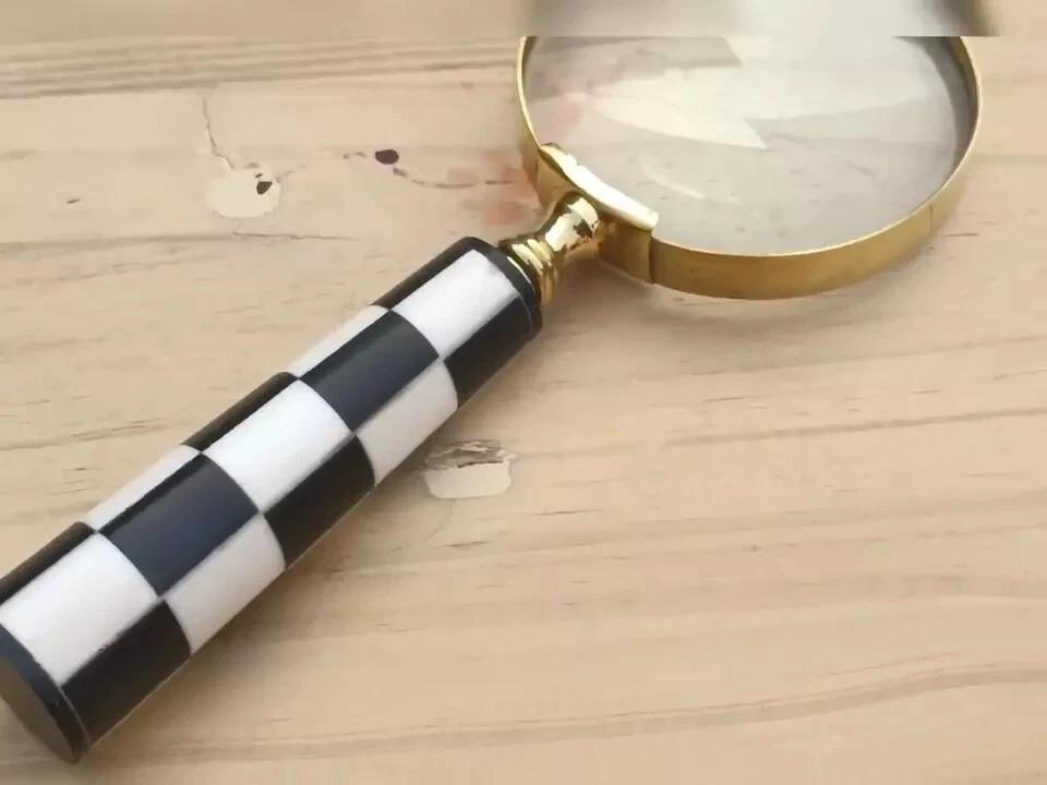 Antique Brass Handheld Magnifier Reading Magnifying Glass ,