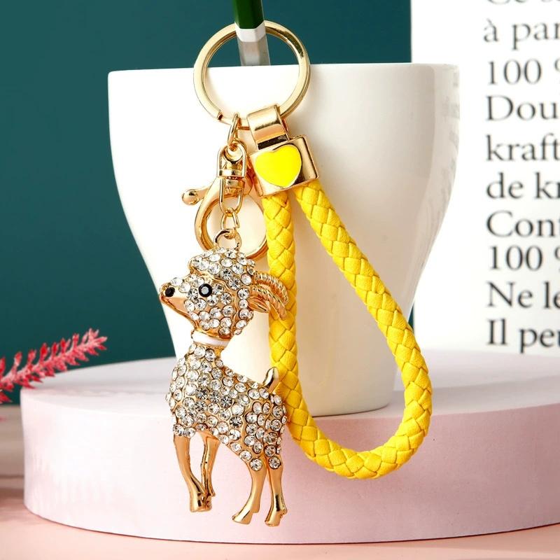 Crystal Goat Key Chains Rhinestone Sheep Keychain Gift