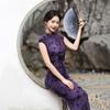 2025 Purple Chinese Slimming Cheongsam: Sleeveless, Long, Retro Style