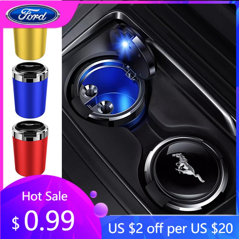 Adesivo per Auto Portacenere per Auto da Tazza Con Coperchio Con Luce LED Per Mustang Ford Shelby Edge Ecosport Kuga mach e TAURUS Styli Auto