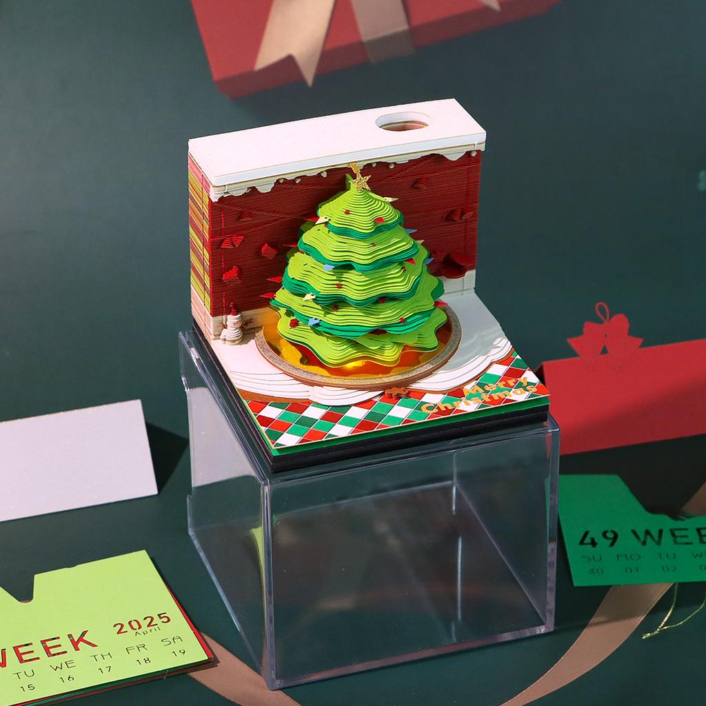 Calendar In 2027 Punch In Desk Calendar Creative 3D Paper Sculpture Desktop Decoration of the Christmas Office