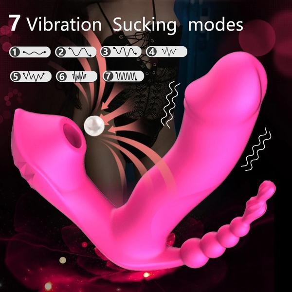 3 IN 1 Sucking Vibrator 7 Mode Vibrating Sucker Anal Vagina Clitoris Stimulator Wearable Oral Suction Erotic Sex Toys for Women Orgasm