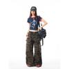 Vintage Camo Cargo Jeans Women Loose Straight Leg Casual Wide Pants Streetwear