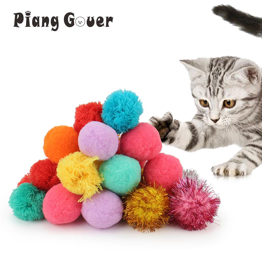 20pcs Plush Ball Cat Toy Interactive Play Kitten Pet Toy Accessories Color Random
