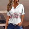 Casual Women's V Neck Short Sleeve T Shirt Regular Fit Basic Tee Print Button Fashion Weekend Daily Outfit Wear