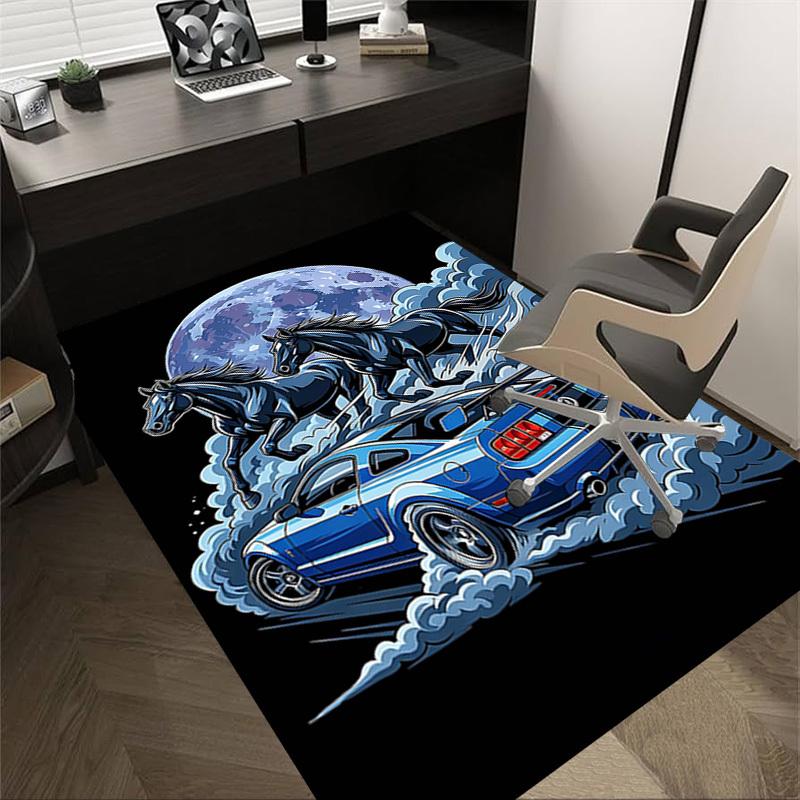 

1PC Horse Car Non-Slip Floor Carpet Compatible for Office&Living Room&Bedroom&Dining room - Soft & Pattern, Vibrant Colors-H0340 60cm by 90cm