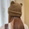 Letter Knitted Cap Bear Ears Winter Plush Hat Cute Cat Ears Hat  Streetwear