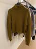 Women's French High-Neck Cashmere Sweater - Petite Autumn/Winter Temperament Base Layer