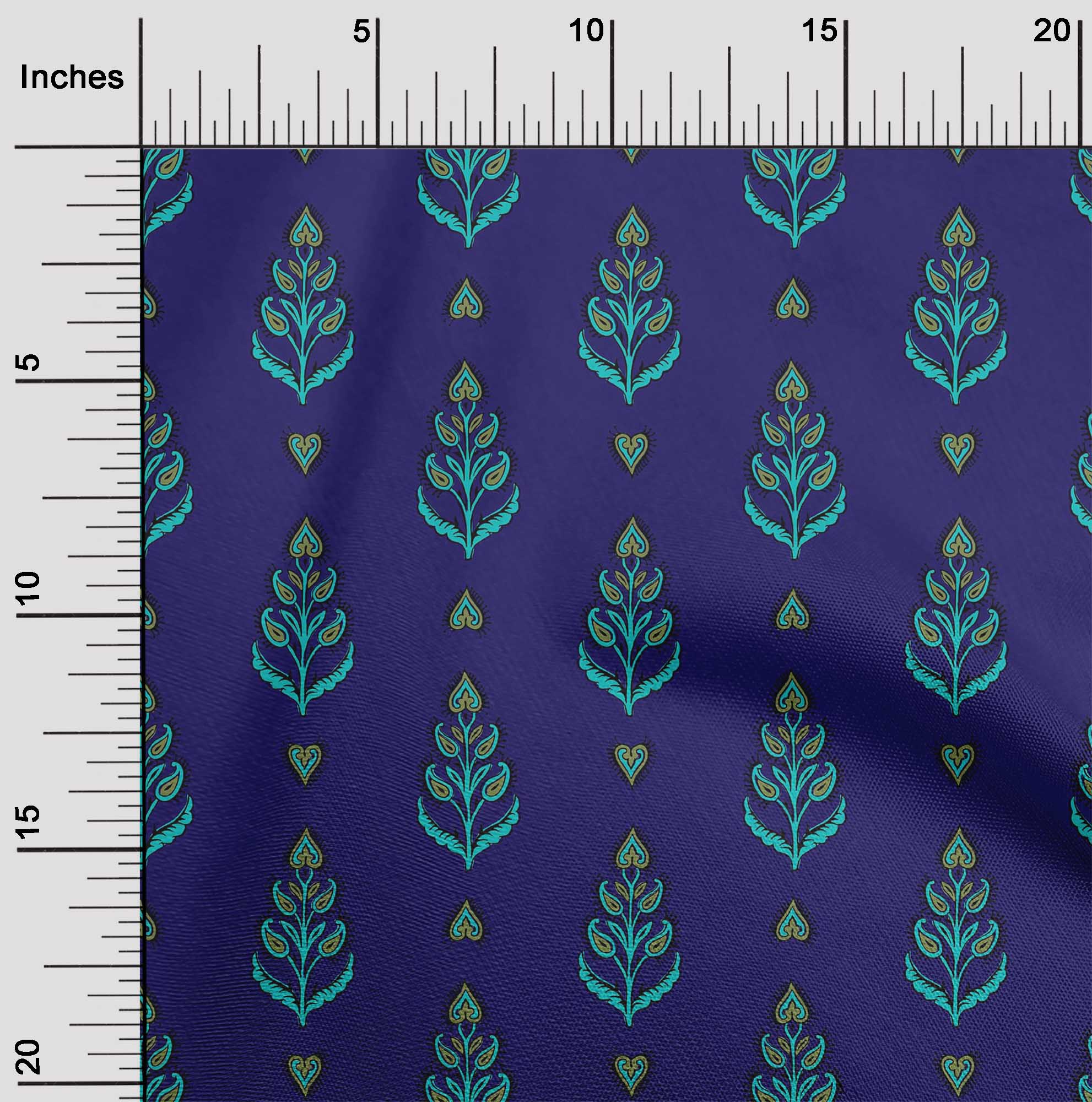 

oneOone Cotton Flex Fabric Leaves & Paisley Block Print Fabric By The Yard 40 Inch 42 Inch - Viscose Chiffon синій