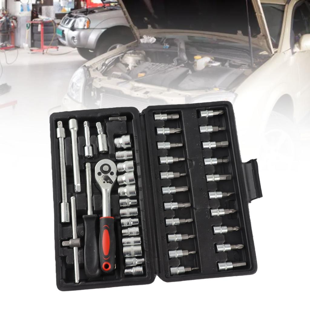 46PCS Vehicle Repair Ratchet Screwdriver Tool Complete Polished   for Motorcycle   Electric Bikes
