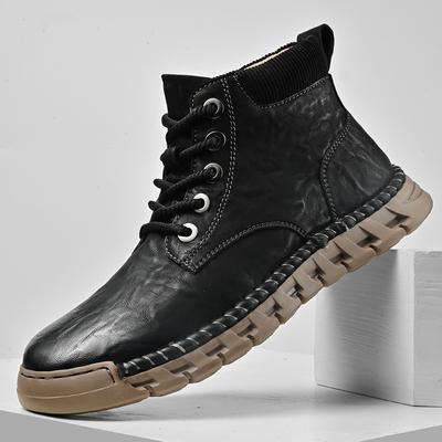 Hand-stitching Leather Men Boots Casual Leather Shoes Men Ankle Boots Autumn Winter Boots