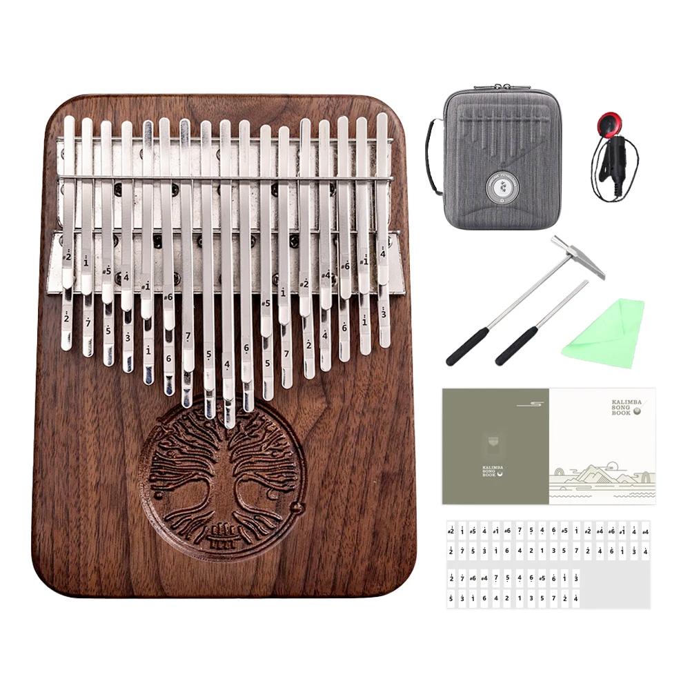 Hluru Professionelle Kalimba 34 Tasten Schwarznuss Kalimbas 38 Tasten Daumenklavier Holz Kalimba B C Flachbrett Mbira