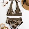 Women S Split Swimsuit High Waist Backless Solid Color Swimwear