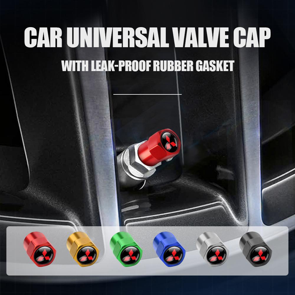 djsc4 4Pcs Metal Car Wheel Tire Valve Stem Cap Accessories For Mitsubishi 9 Ralliart EX ASX L200 Colt Outlander Pajero Lancer Eclipse