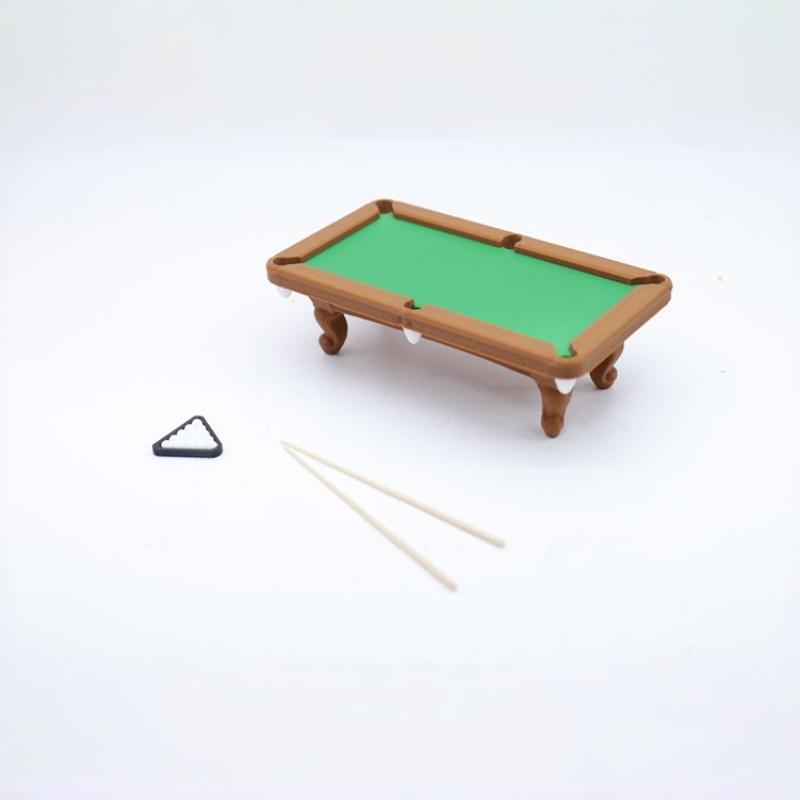 Mini Pool Table 112 Scale Dollhouse Billiard Model Kit 1 Set with Cue Rack for DIY Kids Play Room Setup
