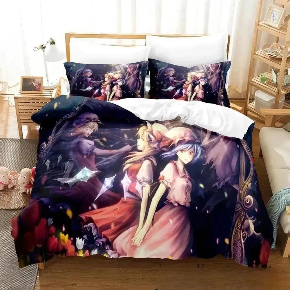 3D Print Anime Touhou Project Bedding Set Duvet Cover Bed Set Quilt Cover Pillowcase Comforter king Queen Size Boys Adult A