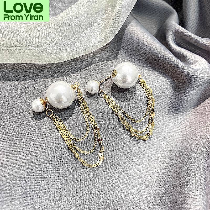 New Pearl Earrings For Women Double Sided Jewelry Personality Korean Earings Bijoux Birthday Gifts