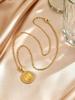 Dainty Vintage Gold Plated Virgin Mary Prayer Necklace for Women, Stainless Steel Zircon Round Pendant, Luxury Religious Jewelry