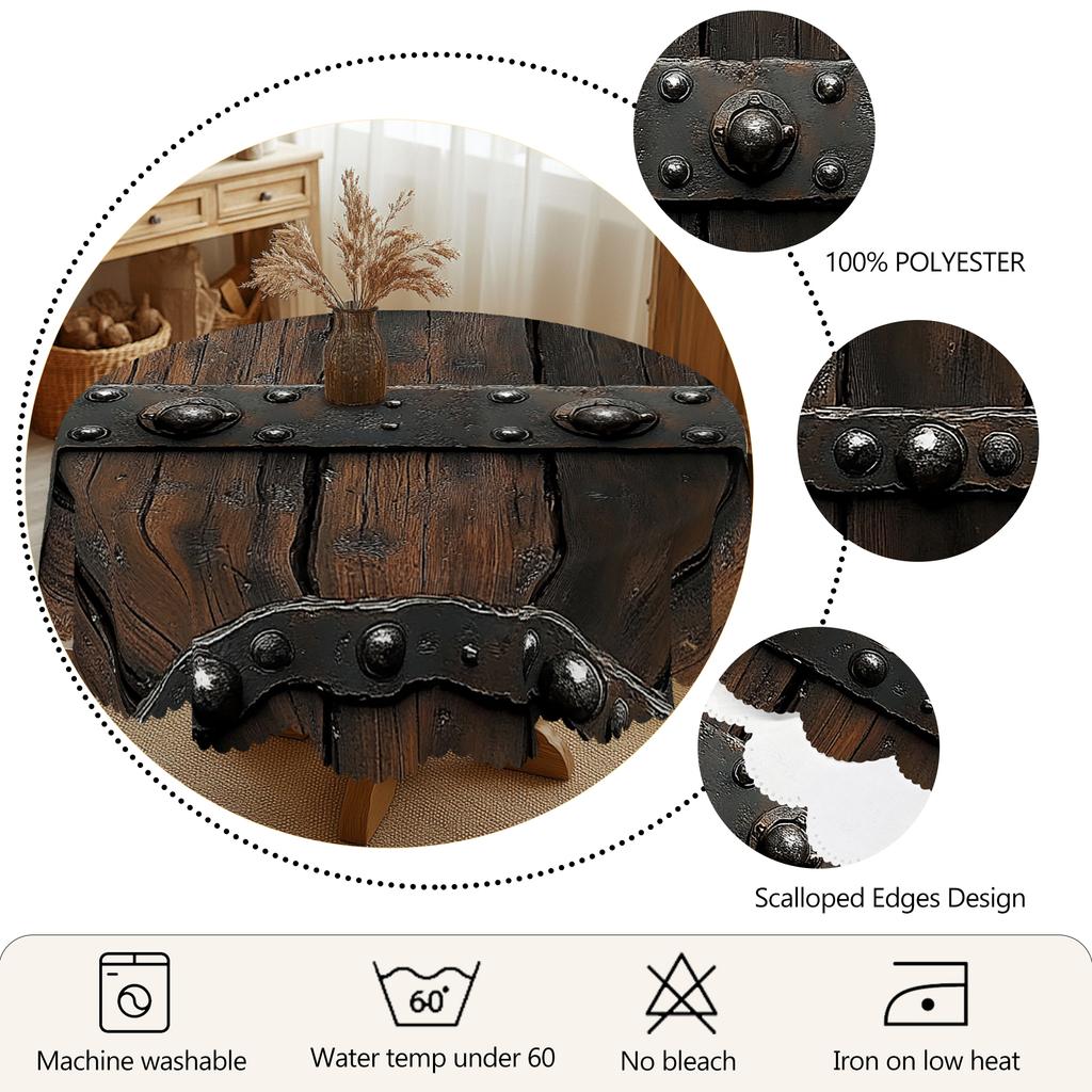 1 Piece Of Wooden Board Theme Printed Tablecloth, Retro Farmhouse Style Wooden Board Pattern Design, Suitable For Camping Style Picnics, Holiday Parti